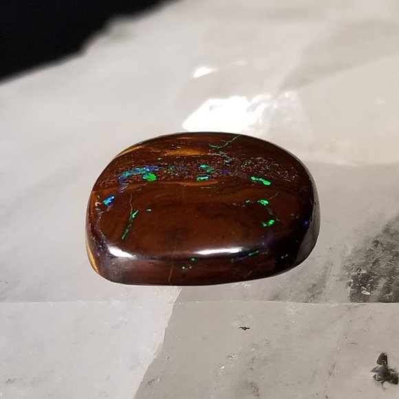 Australian Koroit Opal * sparkly boulder opal cab * 13.39 x 13.02 x 3.87mm - Picture 5 of 14